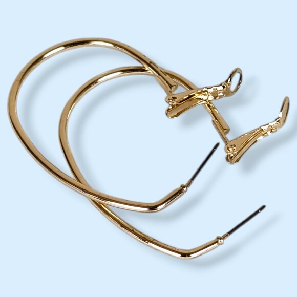 (2/$20) Rounded Rectangle Hoop Earrings - Picture 4 of 5